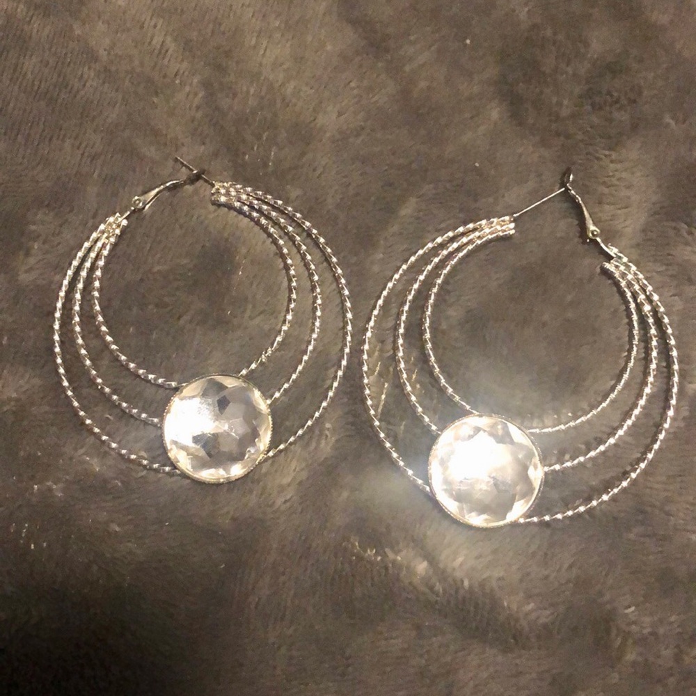 Silver 4 Inch Hoop Earrings